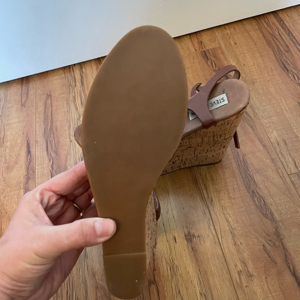 Steve Madden Cork and Brown Leather Platforms
